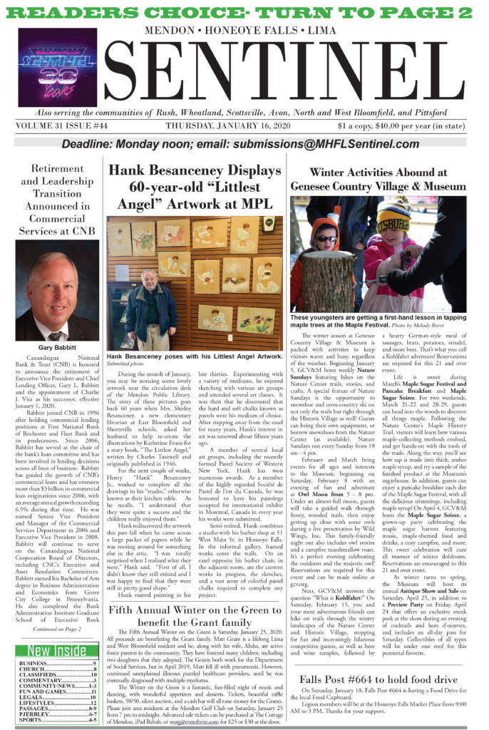 January 16, 2020 Issue of <em>The Sentinel</em>