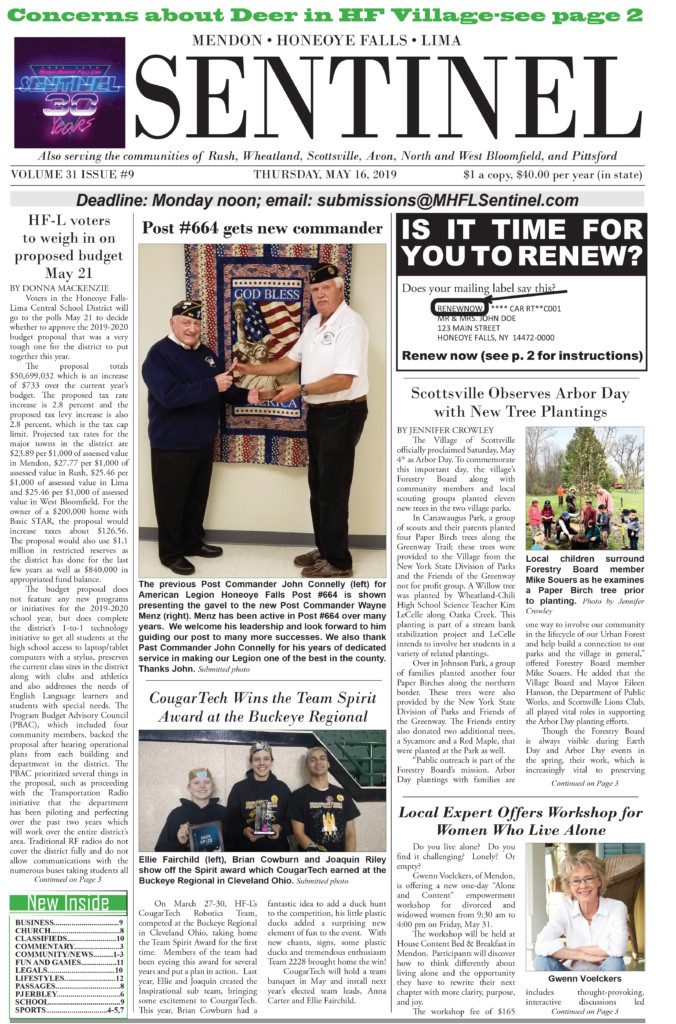 May 16, 2019 Issue of <em>The Sentinel</em>
