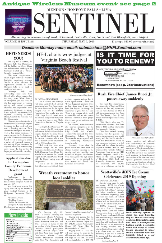 May 9, 2019 Issue of <em>The Sentinel</em>