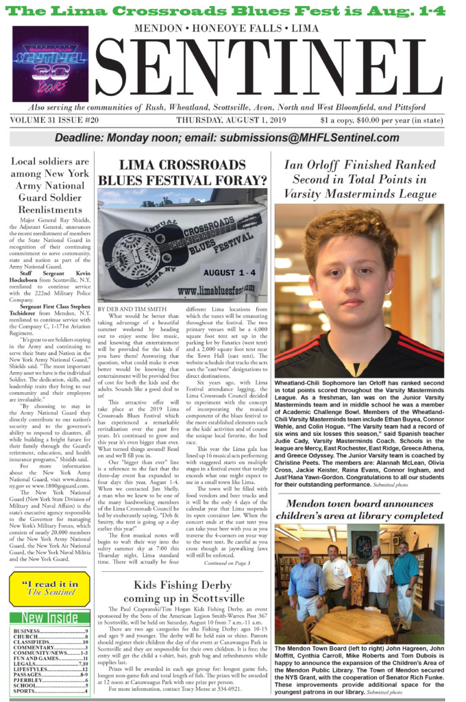 August 1, 2019 Issue of <em>The Sentinel</em>