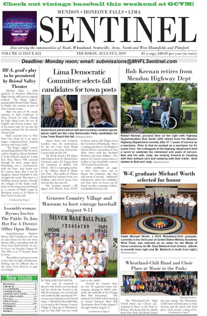August 8, 2019 Issue of <em>The Sentinel</em>