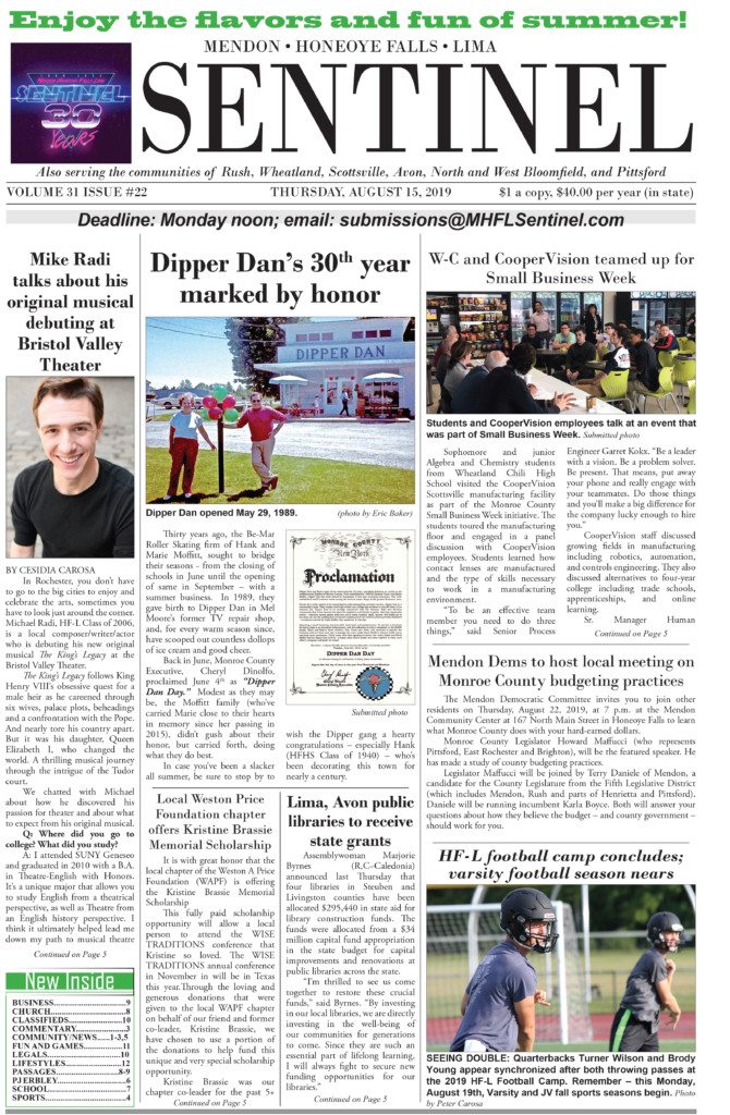 August 15, 2019 Issue of <em>The Sentinel</em>