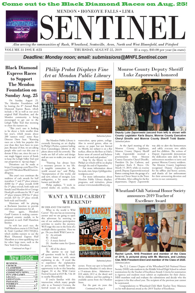 August 22, 2019 Issue of <em>The Sentinel</em>