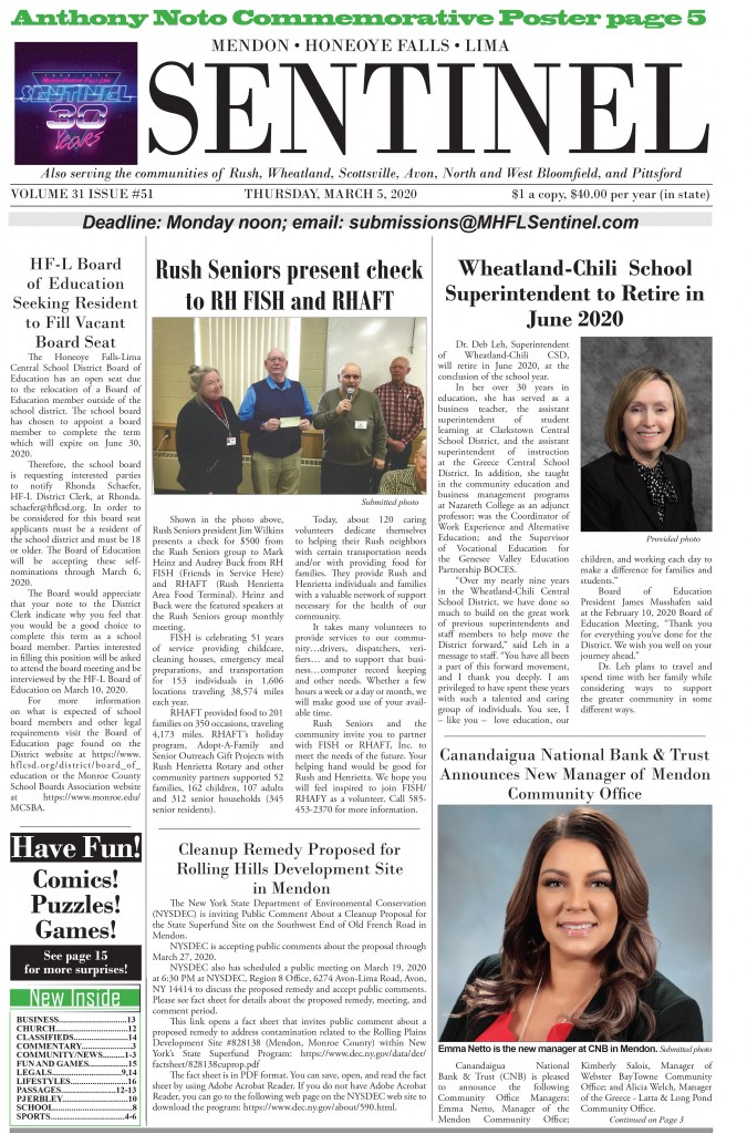 March 5, 2020 Issue of <em>The Sentinel</em>