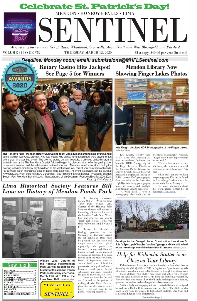March 12, 2020 Issue of <em>The Sentinel</em>