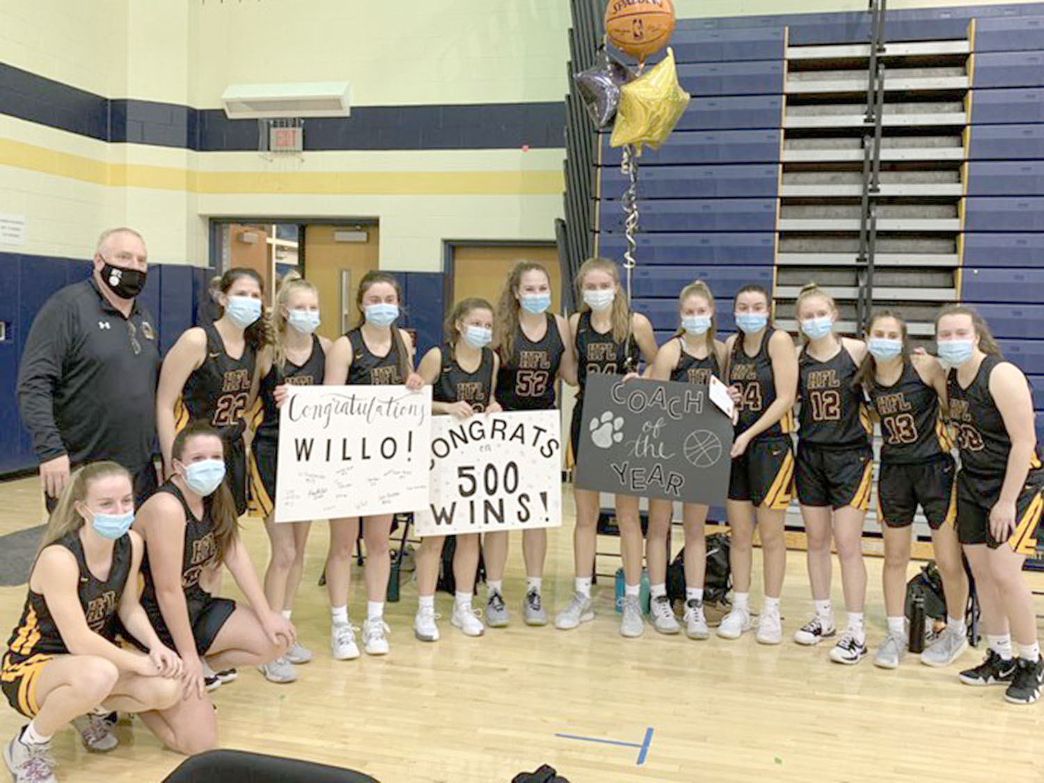 HF-L Girls Varsity Basketball Coach Steve Willoughby gets 500th win