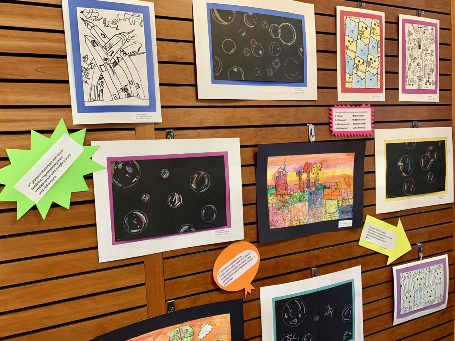 Manor School and Middle School Artwork on Display at Mendon Public Library