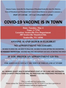 COVID Vaccination Clinic in Scottsville for anyone in area 16 and over