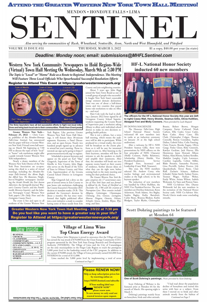 March 3, 2022 Issue of <em>The Sentinel</em>