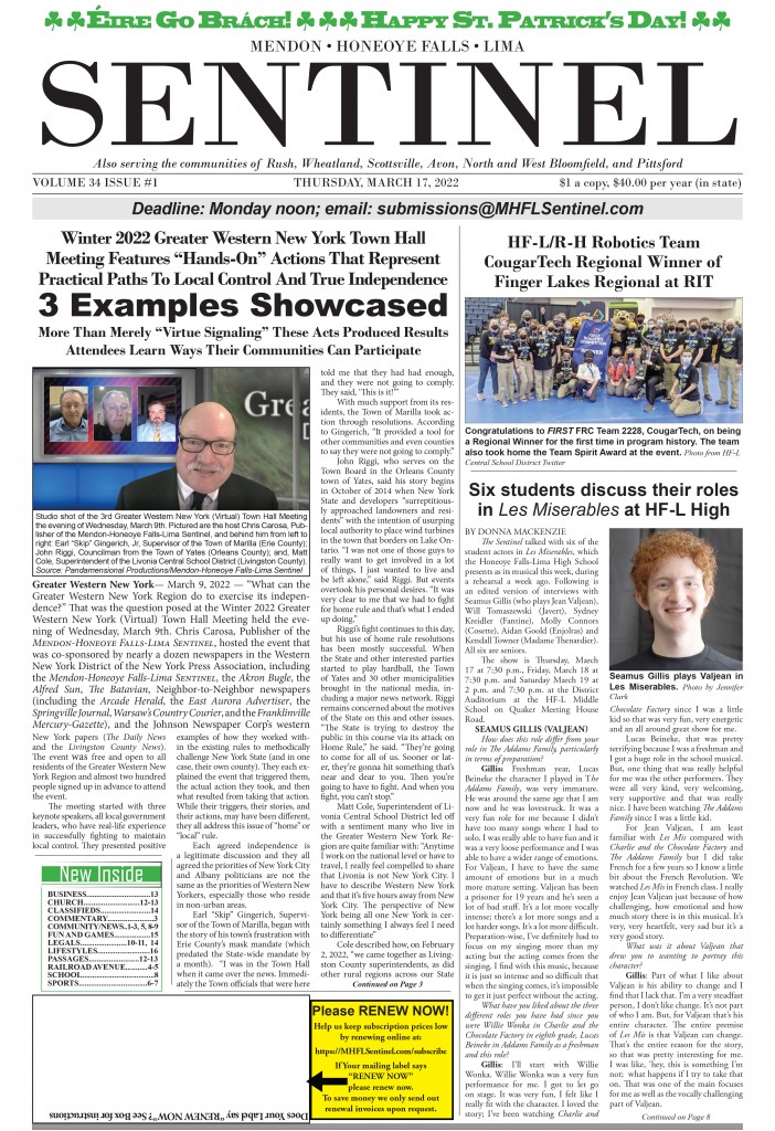 March 17, 2022 Issue of <em>The Sentinel</em>