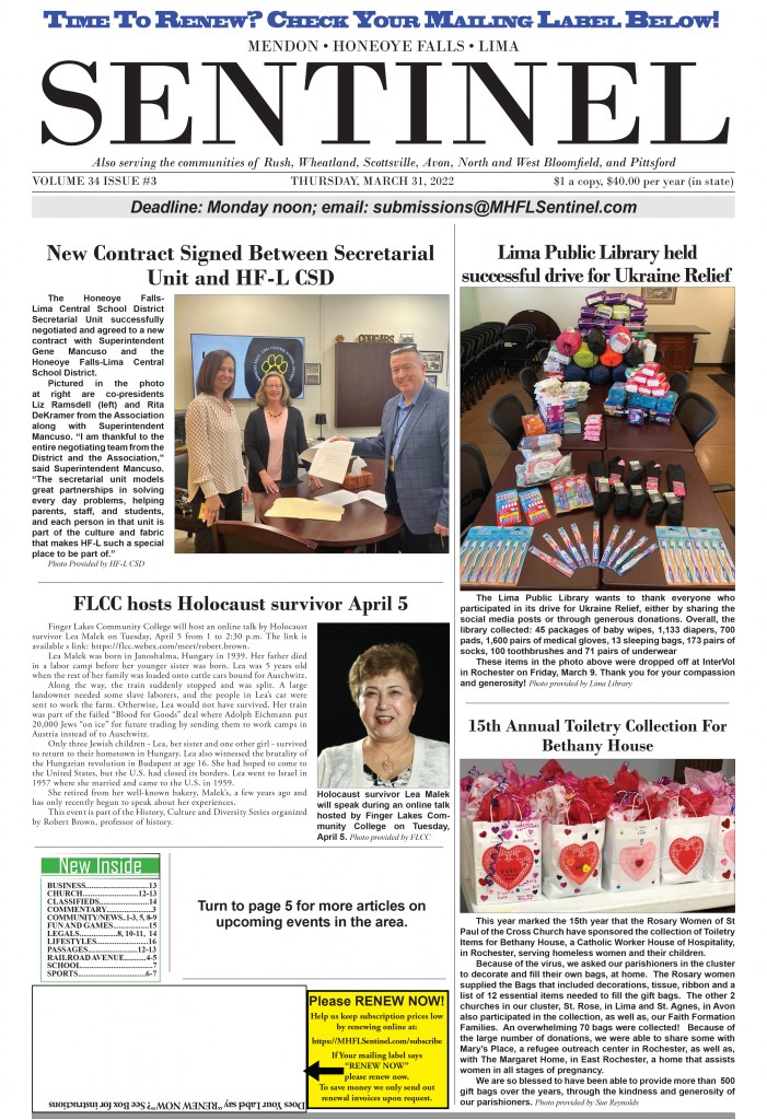 March 31, 2022 Issue of <em>The Sentinel</em>