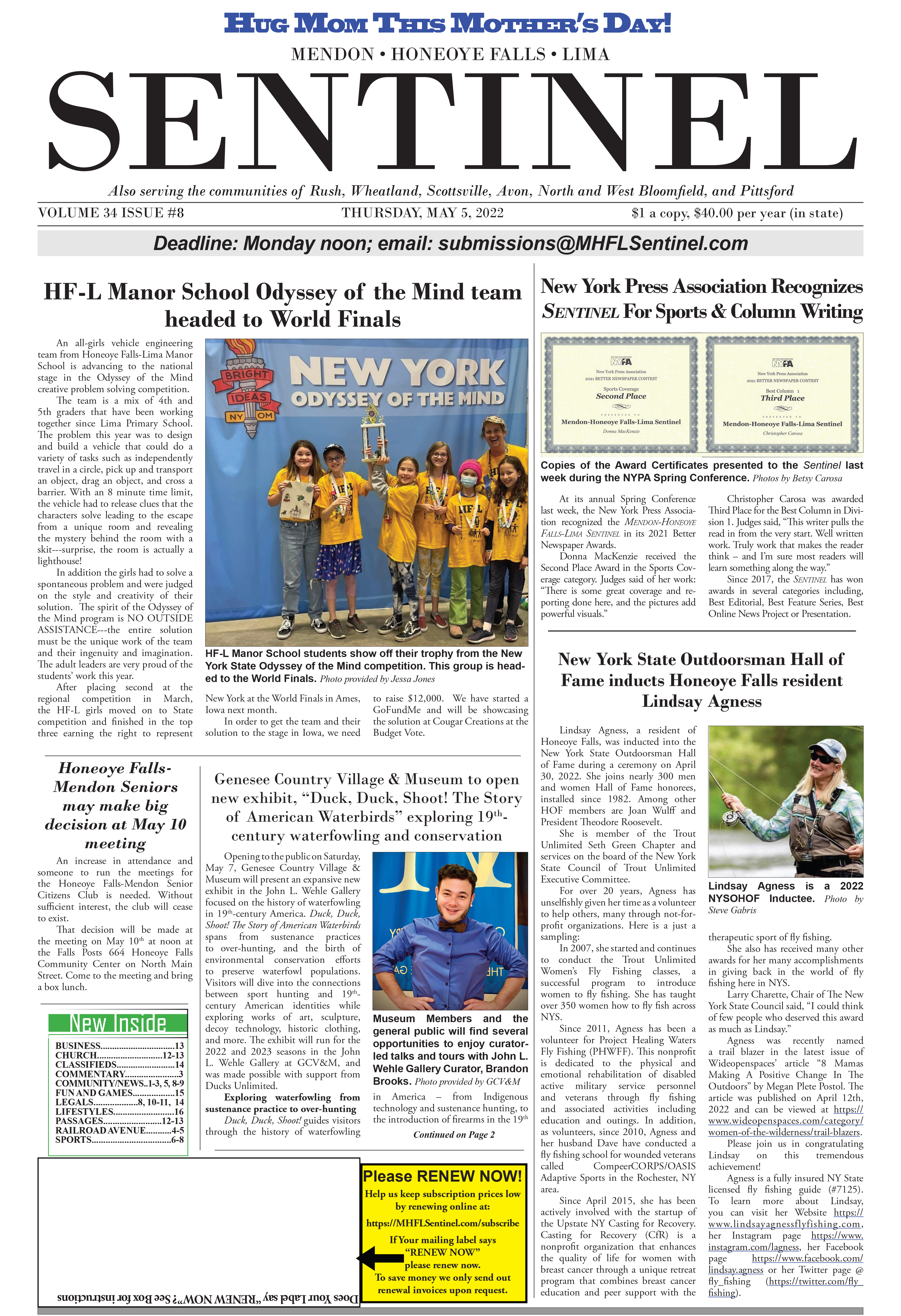 May 5, 2022 Issue of <em>The Sentinel</em>