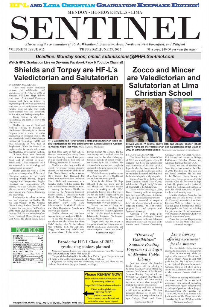 June 23, 2022 Issue of The Sentinel