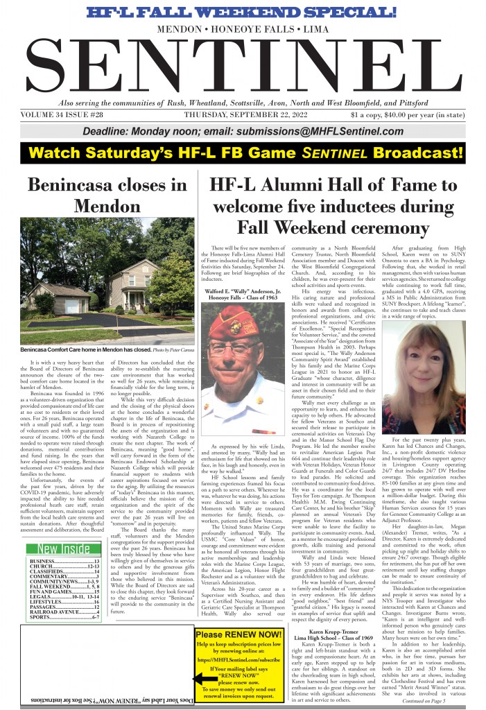September 22, 2022 Issue of The Sentinel