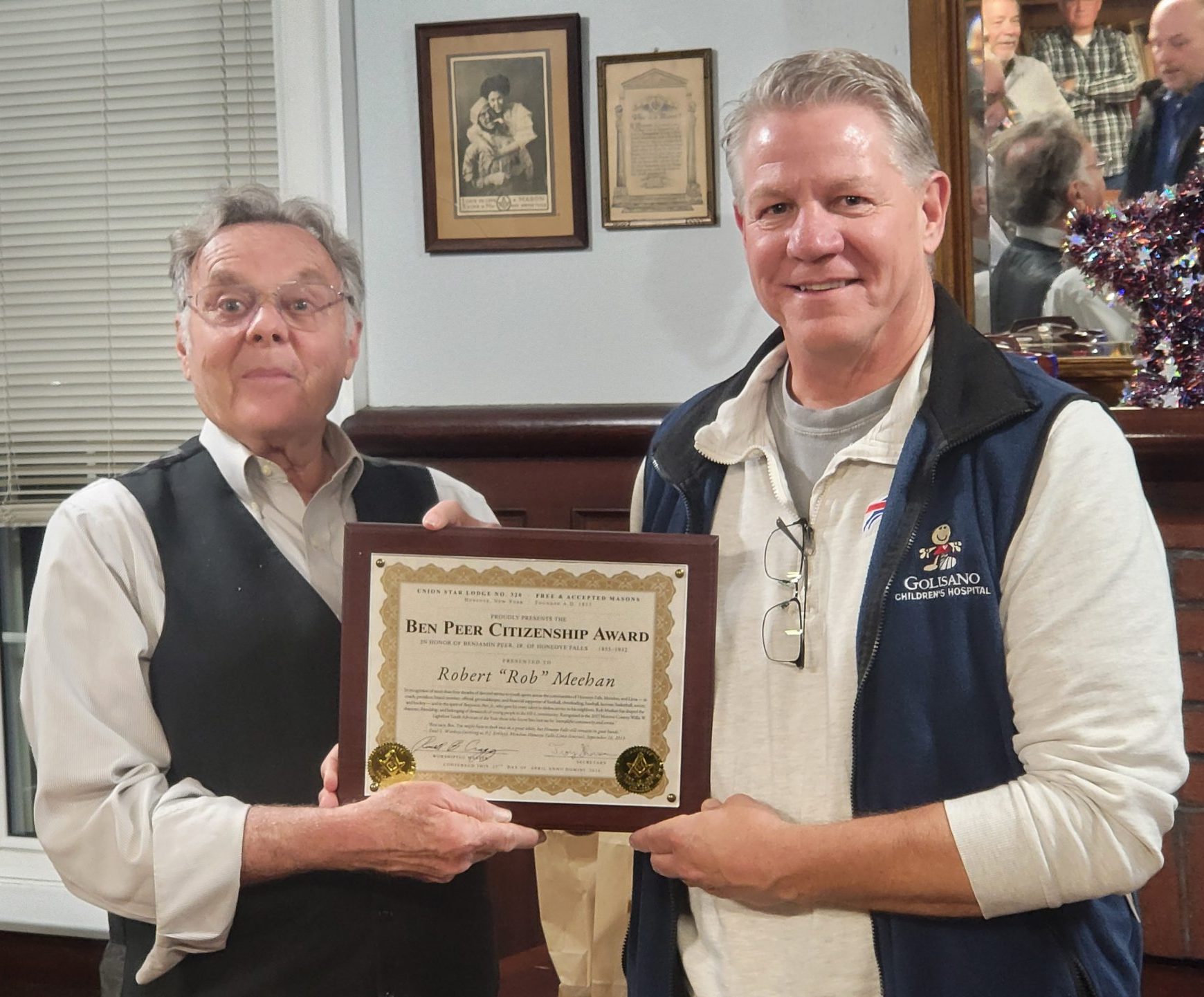 Rob Meehan Honored with 2026 Union Star Lodge Ben Peer Citizenship Award