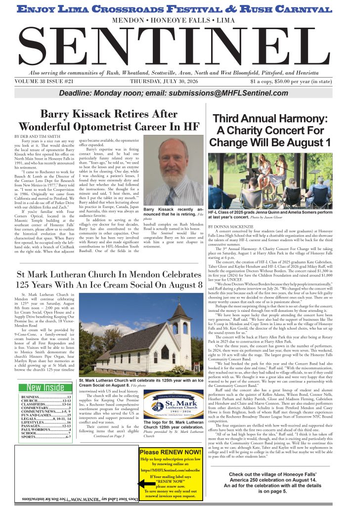 July 30, 2026 Issue of The Sentinel