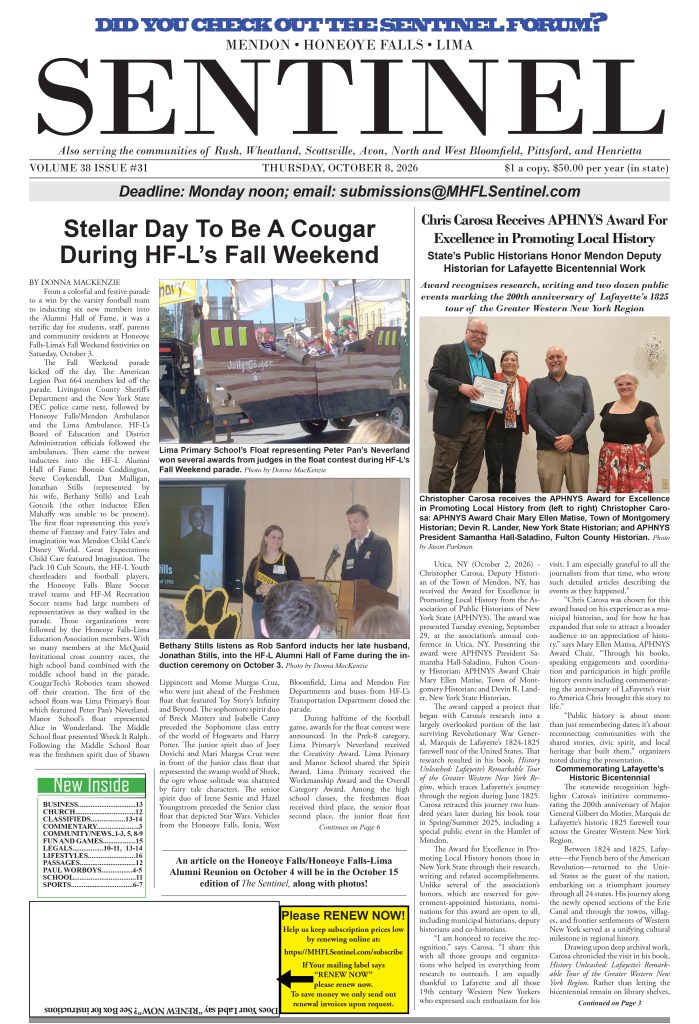 October 8, 2026 Issue of The Sentinel