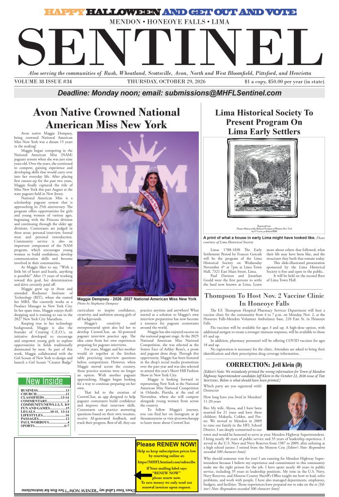 October 29, 2026 Issue of The Sentinel
